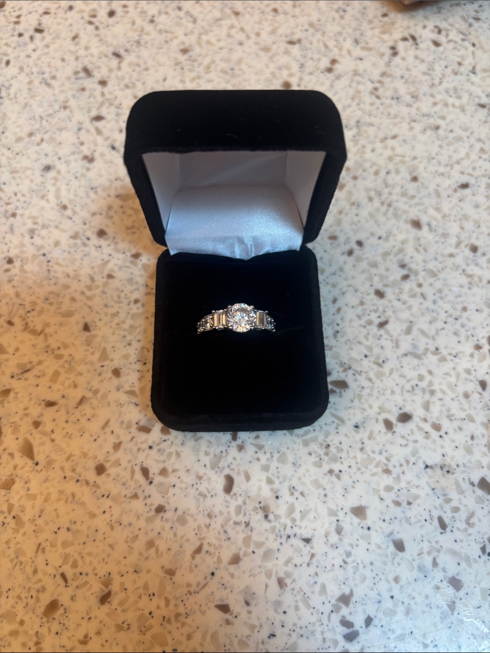 Diamonique Silver-Tone Halo Ring with Clear Center Stone